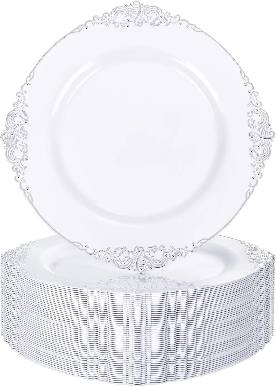 XMSJH Plastic Dinner Plates 100 Pack for Weddings Parties