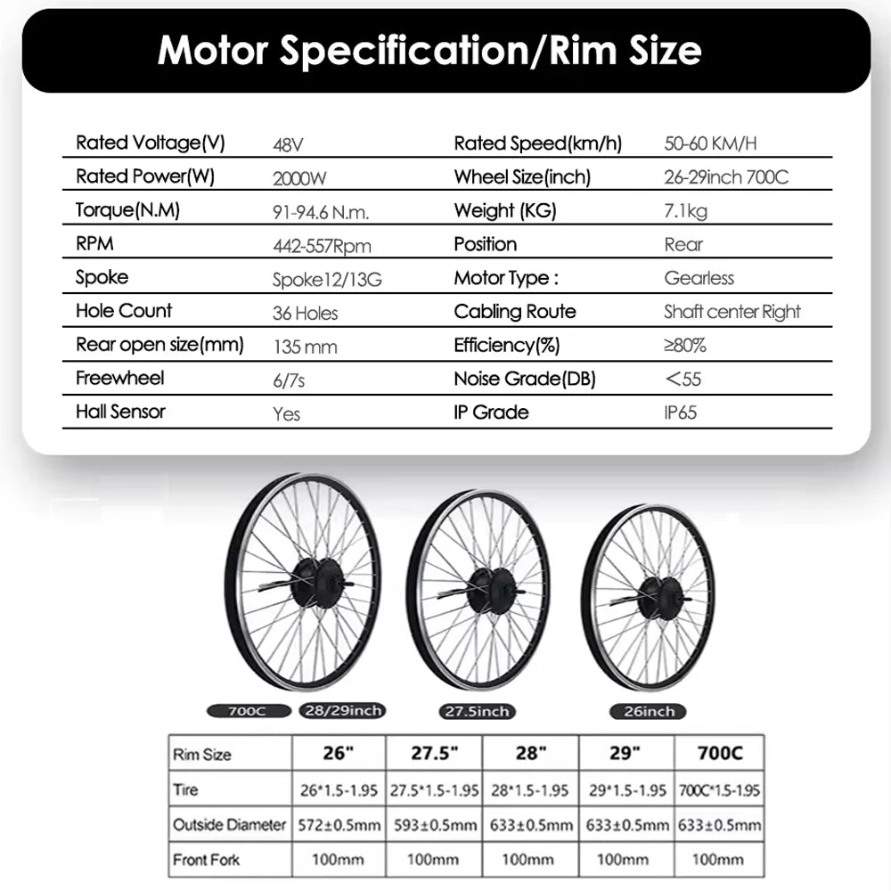 SMATEIGHT 48V 2000W Ebike Conversion Kit With Battery 20Ah