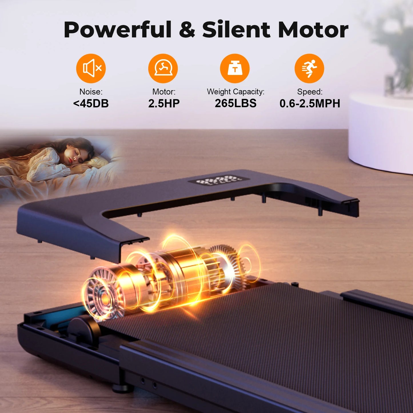 Superun Walking Pad Under Desk Treadmill 2.5HP Portable