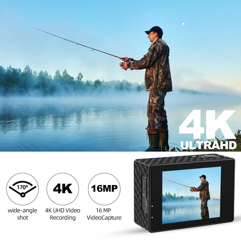 Action Camera Ultra HD 4K 30FPS 16.0MP With WiFi 2.0 Screen