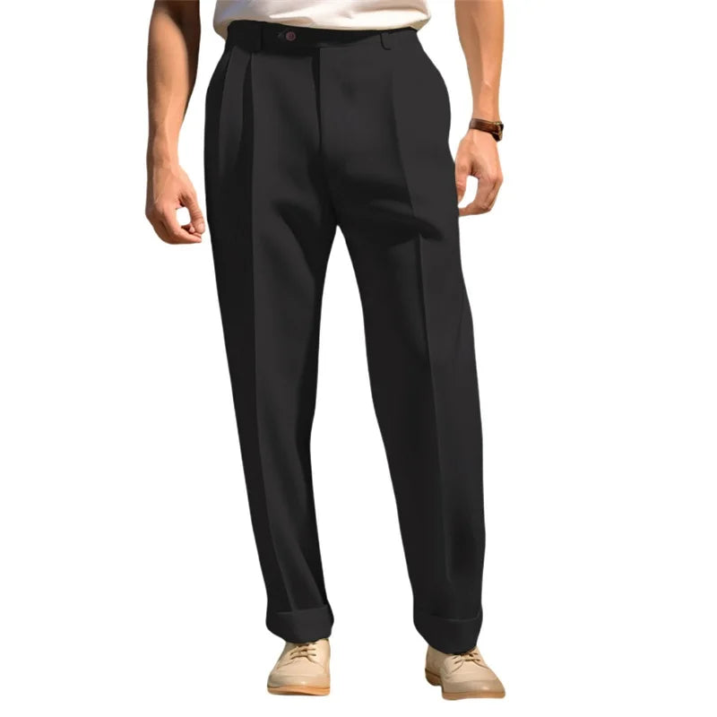 Hirigin Men Flat Front Dress Pants Regular Fit Casual