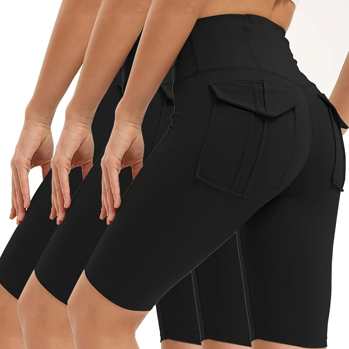 Womens High Waist Gym Shorts With Pockets Tummy Control