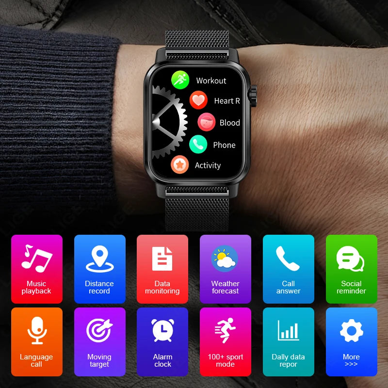 LIGE Smart Watch 1.85 Screen 3D Dial Bluetooth Calling Men