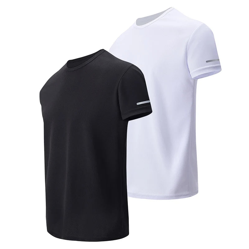 Mens Quick Dry Short Sleeve Sports Tee Solid Color Top