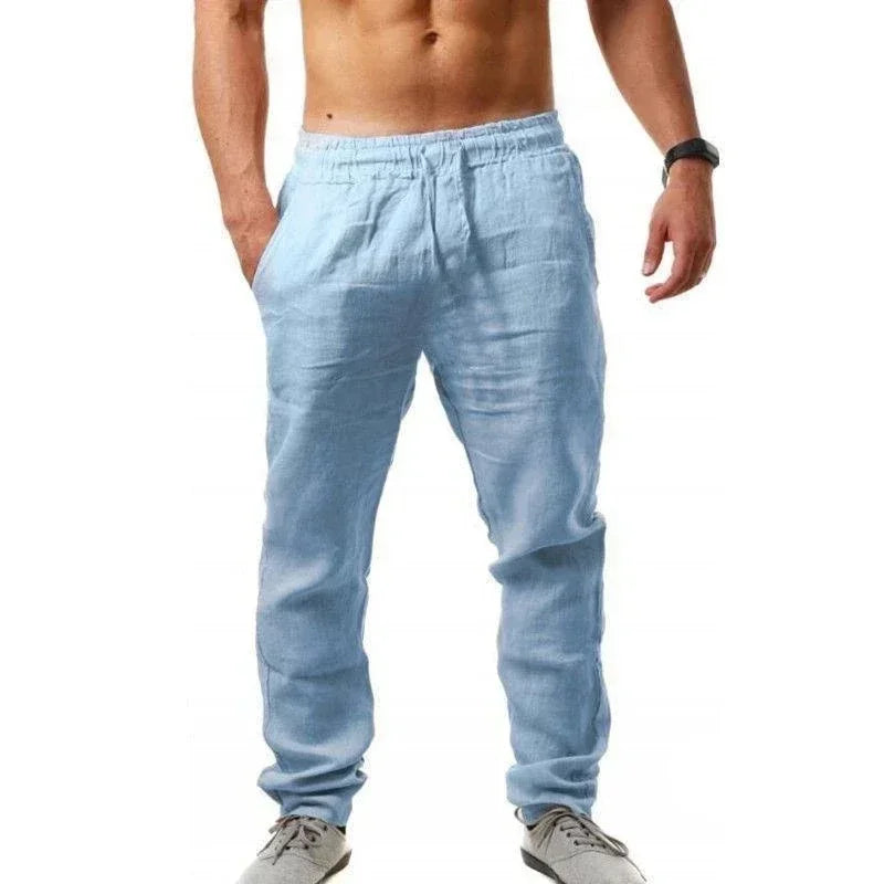 Cotton Linen Pants for Men Casual Spring Summer Loose Fit