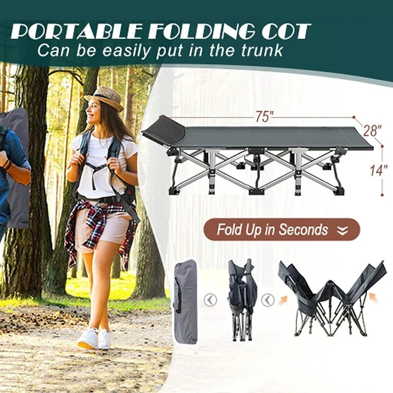 High Concerned Folding Camping Cot For Adults With Mat