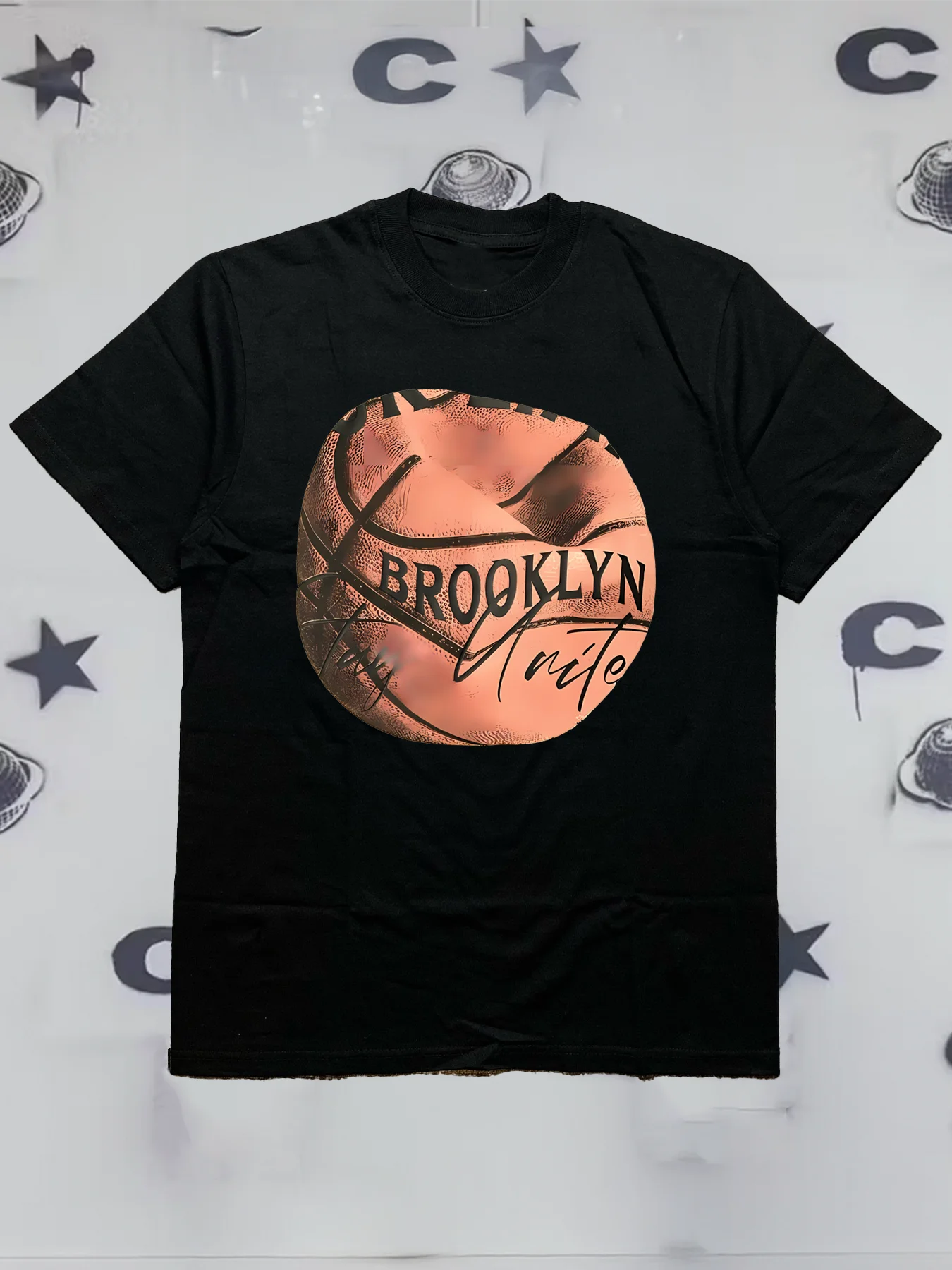 Cotton Mens Crew Neck Short Sleeve Shirt Brooklyn Basketball