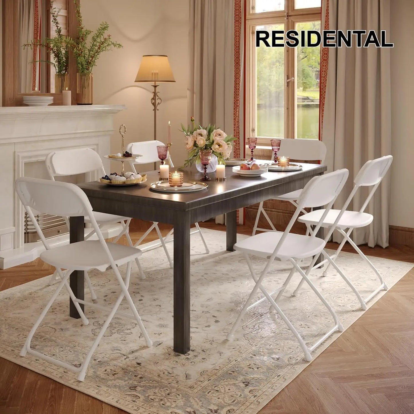 XMSJ Folding Chairs Plastic Stackable Steel Frame Office