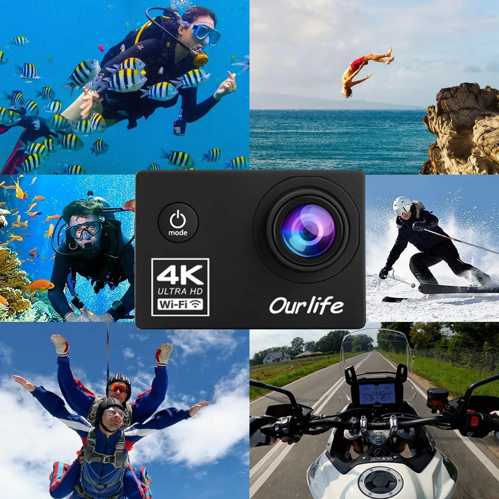 Action Camera Ultra HD 4K 30FPS 16.0MP With WiFi 2.0 Screen