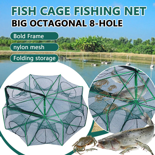 Compact Foldable Lobster Cage Fishing Trap Nylon Net Kit