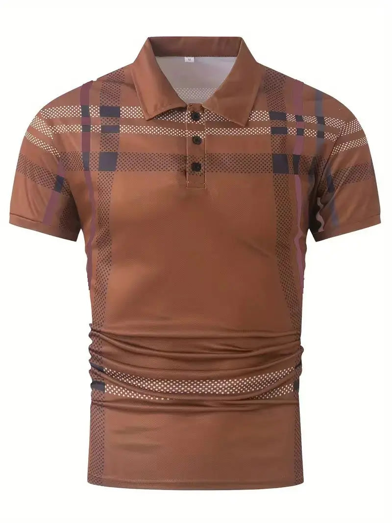 Casual Men Polo Shirt Lapel Short Sleeve Comfort Fit Top