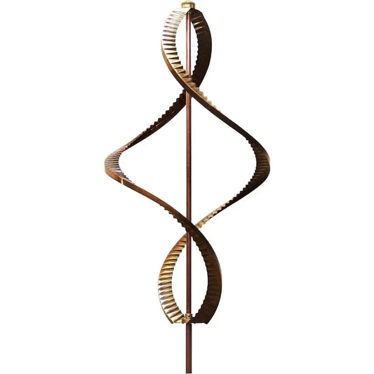 Wind Sculpture Kinetic Copper Dual Helix Spinner Decor