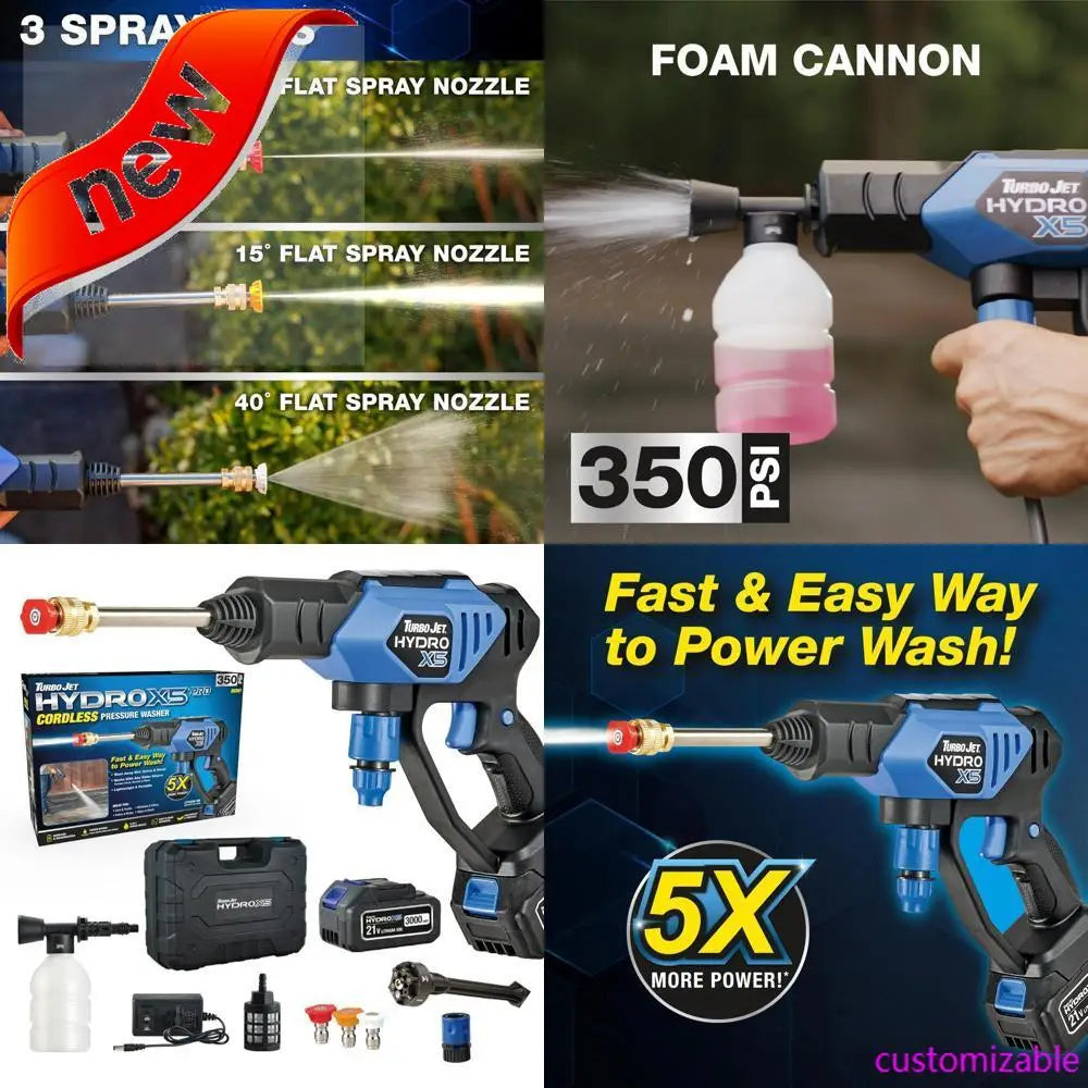 XMSJ Cordless Pressure Washer 21V 3000mAh Portable