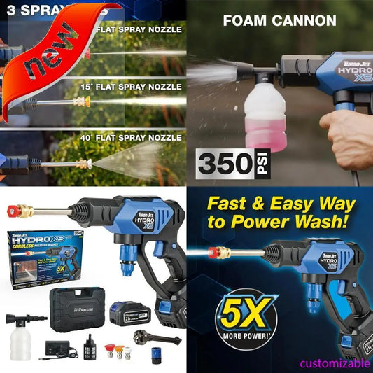 XMSJ Cordless Pressure Washer 21V 3000mAh Portable