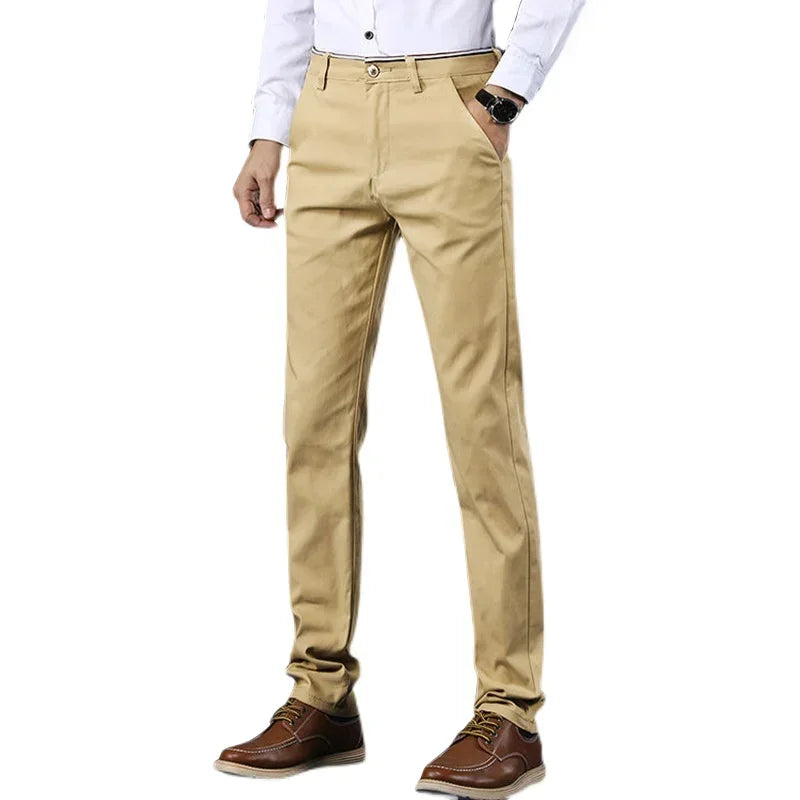 KUBRO Slim Fit Men Office Trousers Cotton Blend Spring