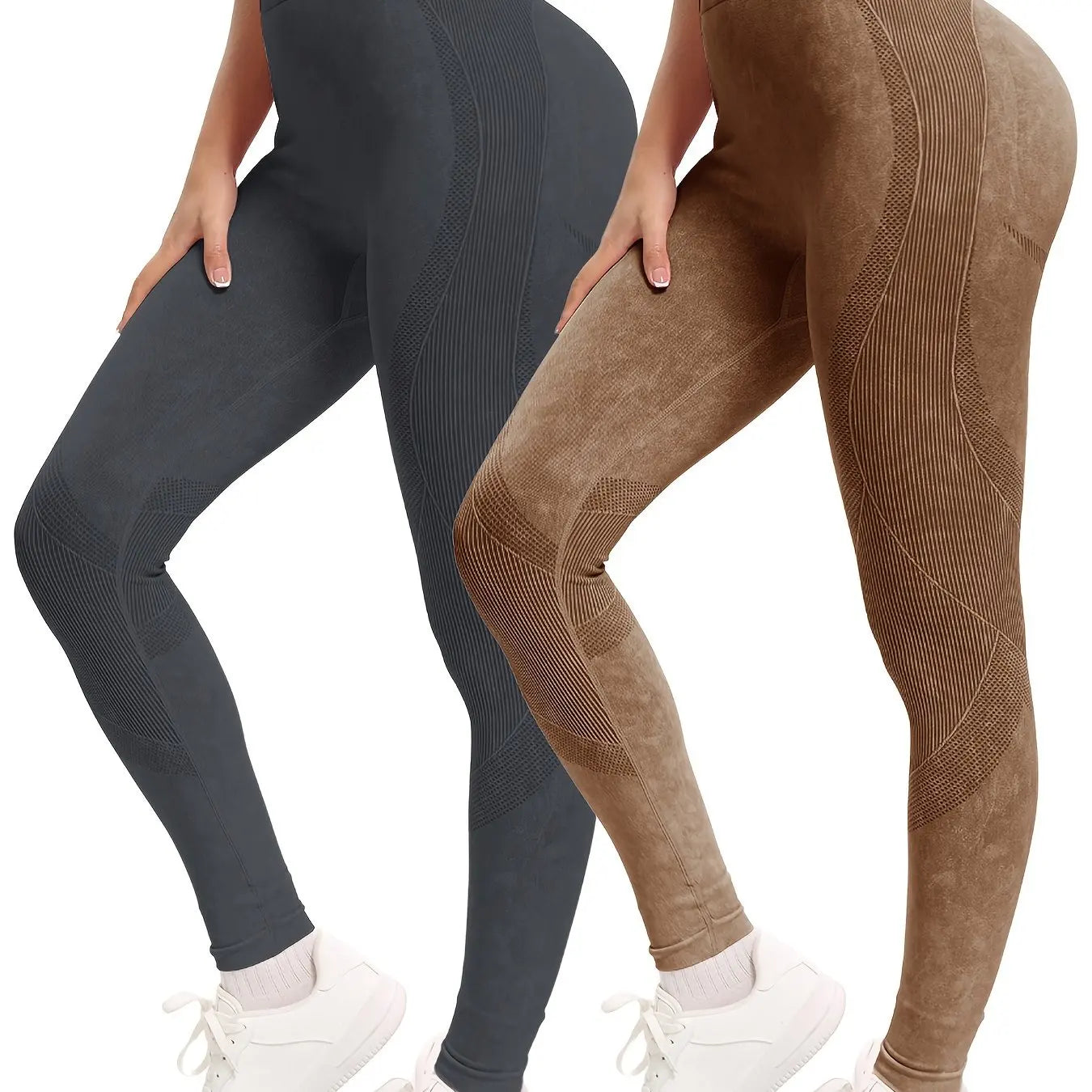 2 Pack Womens High Waisted Seamless Yoga Leggings Butt Lift