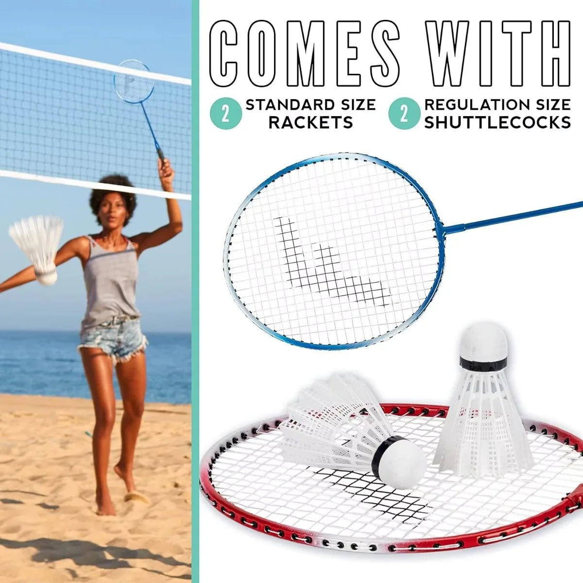 Hignconcerned Badminton Set With 2 Rackets And Birdies