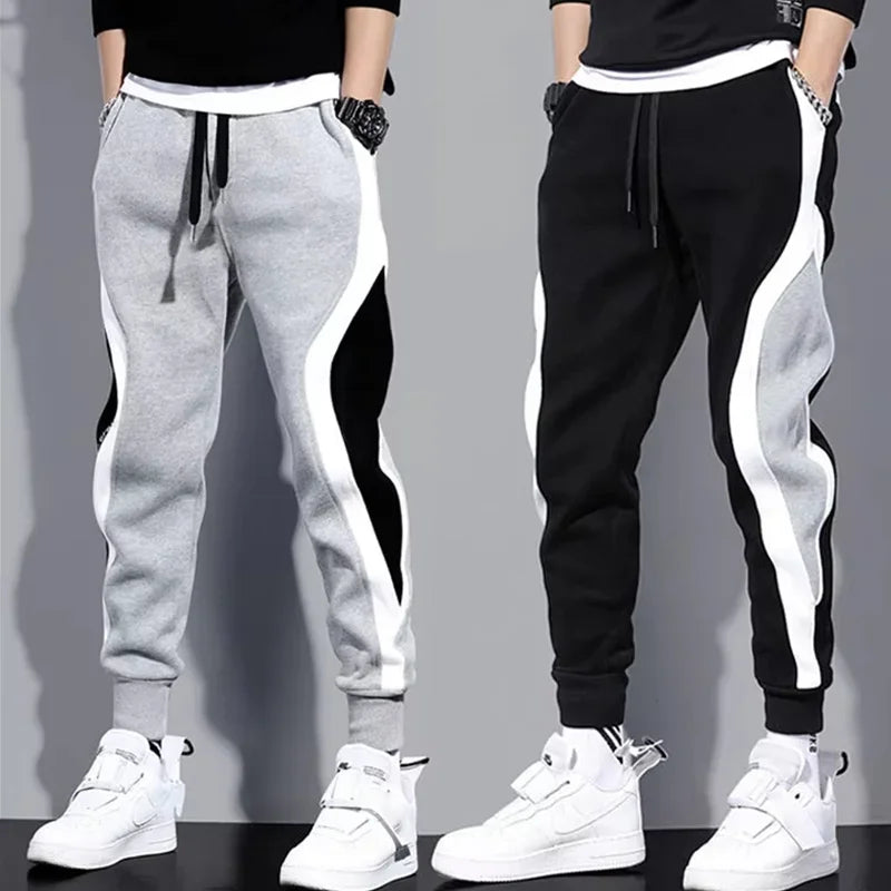 Mens Patchwork Wide Leg Loose Casual Pants Breathable