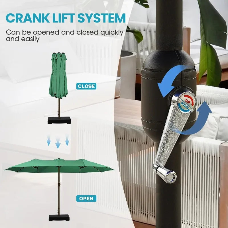 General Use Double Sided Patio Umbrella With Base Crank