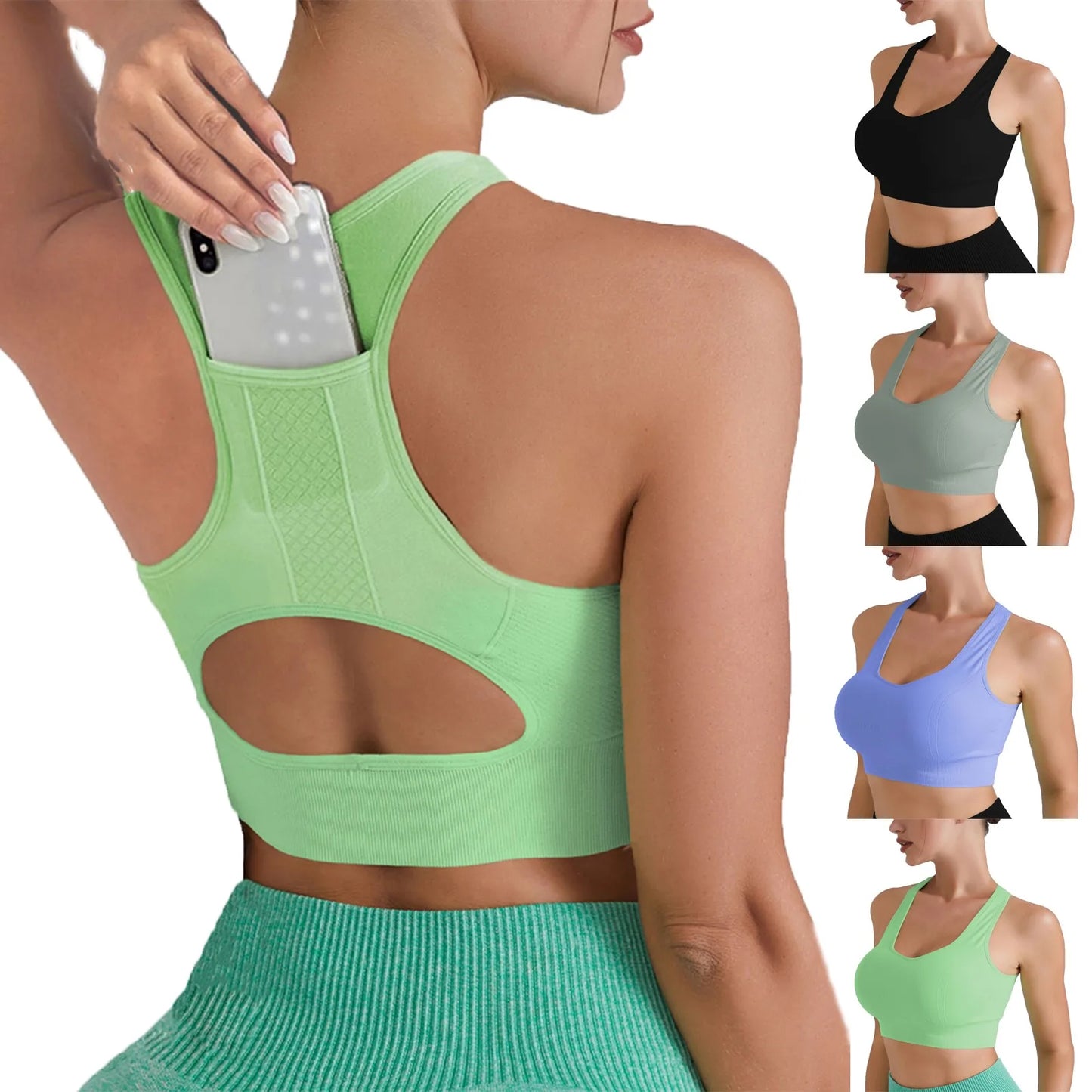 Eillysevens Women Sports Crop Top Yoga Vest Chest Pad Bra