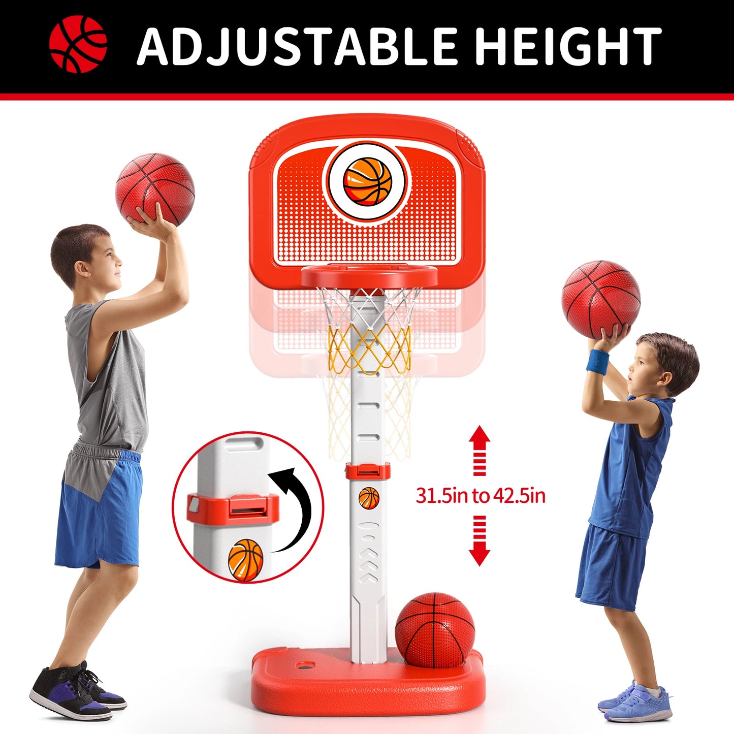 Indoor Outdoor Basketball Hoop Kids 3 To 12 With 4 Balls