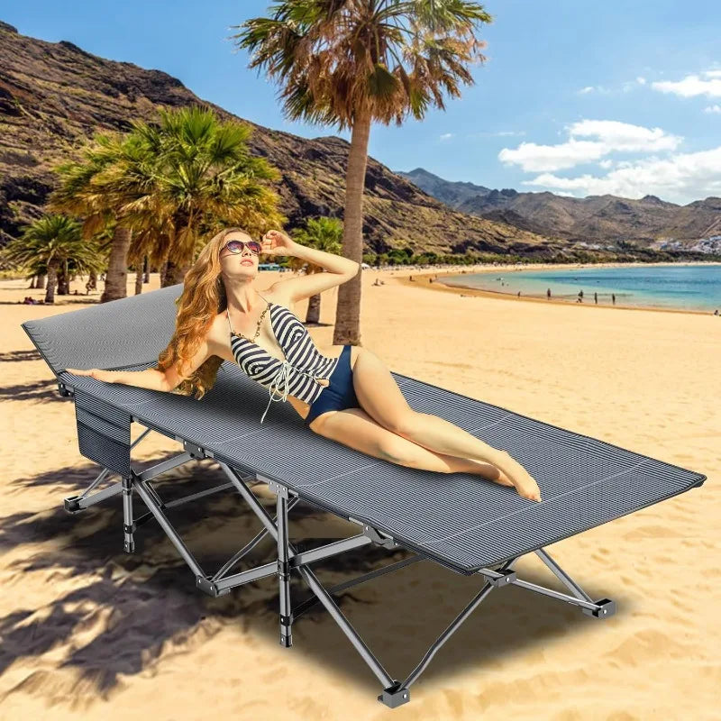 High Concerned Folding Camping Cot For Adults With Mat