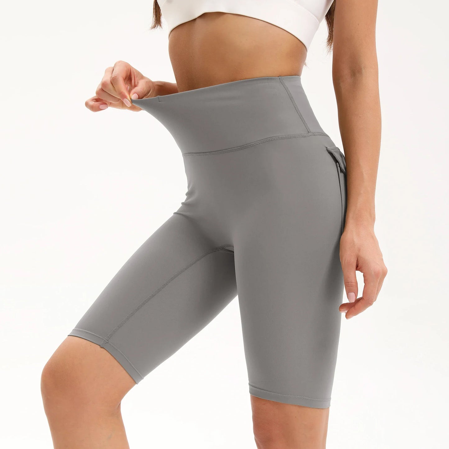 Three Pack Women's High Waisted Gym Shorts With Pockets