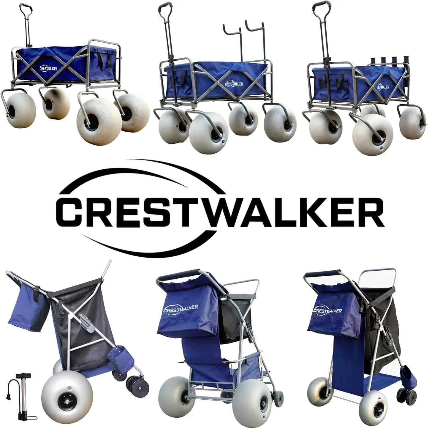 XMSJ Beach Cart With 13 Balloon Wheels Wagon Pump Included