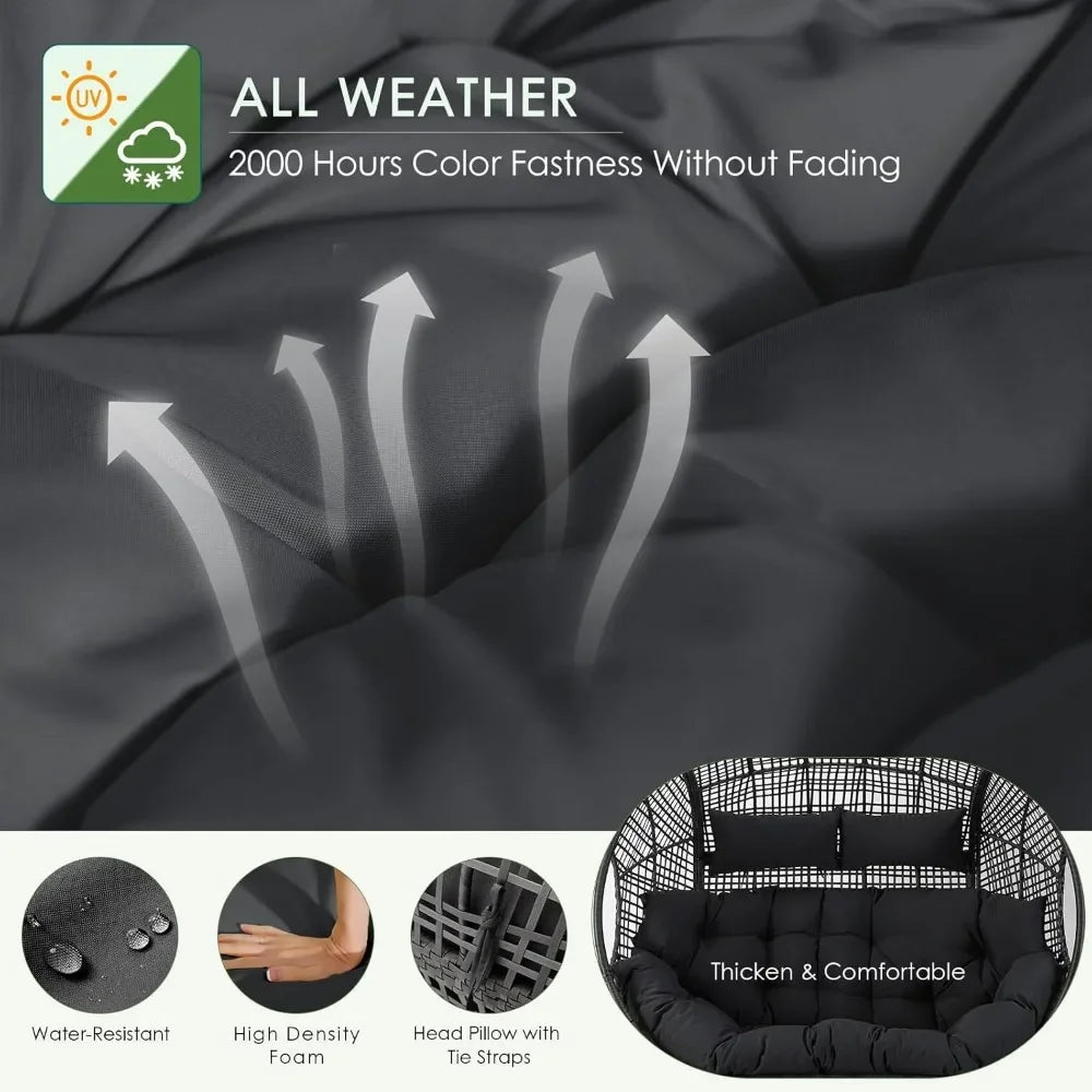 Double Egg Chair Indoor Outdoor Cushioned Loveseat