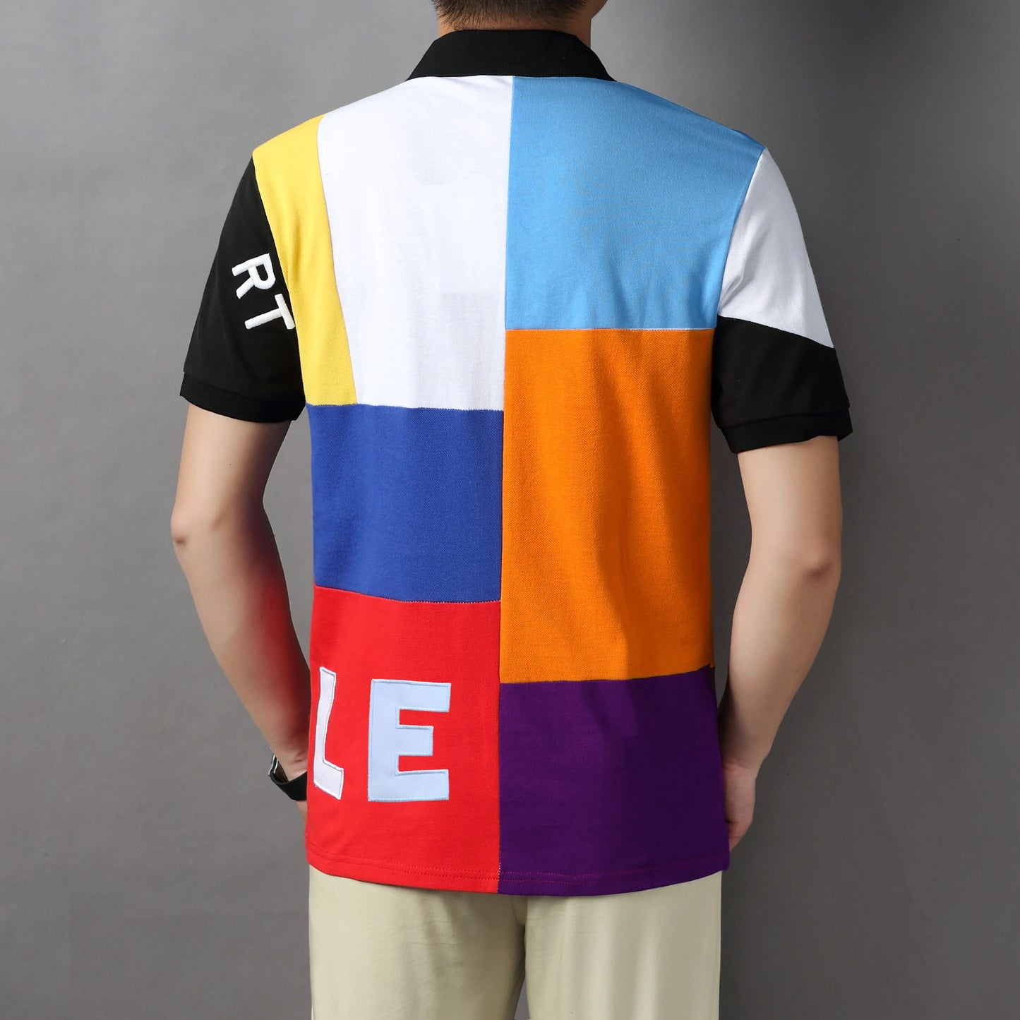 TSCN Men's Polo Shirt Cotton Embroidery Contrast Stitching