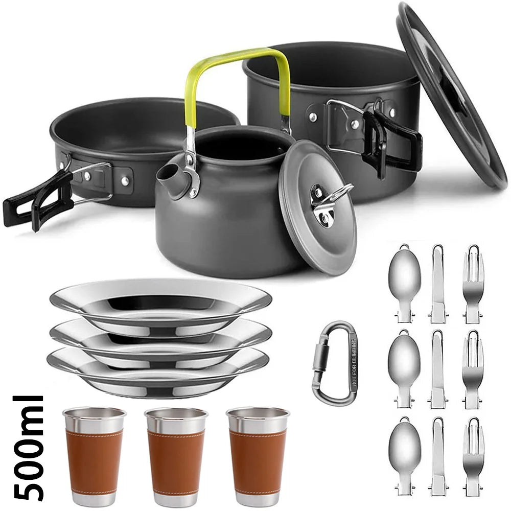 LISM Camping Cookware Set For 2 To 3 People Nonstick Pots
