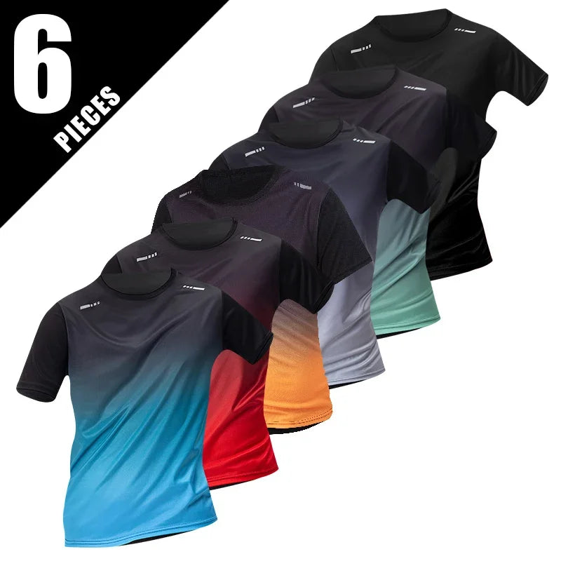 Mens Quick Dry Short Sleeve Sports Tee Solid Color Top
