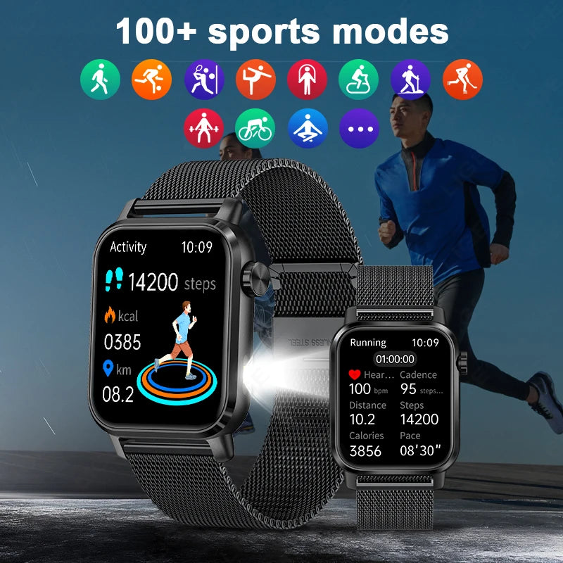 LIGE New Smart Watch 1.85 HD Screen Men Bluetooth 3D Dial