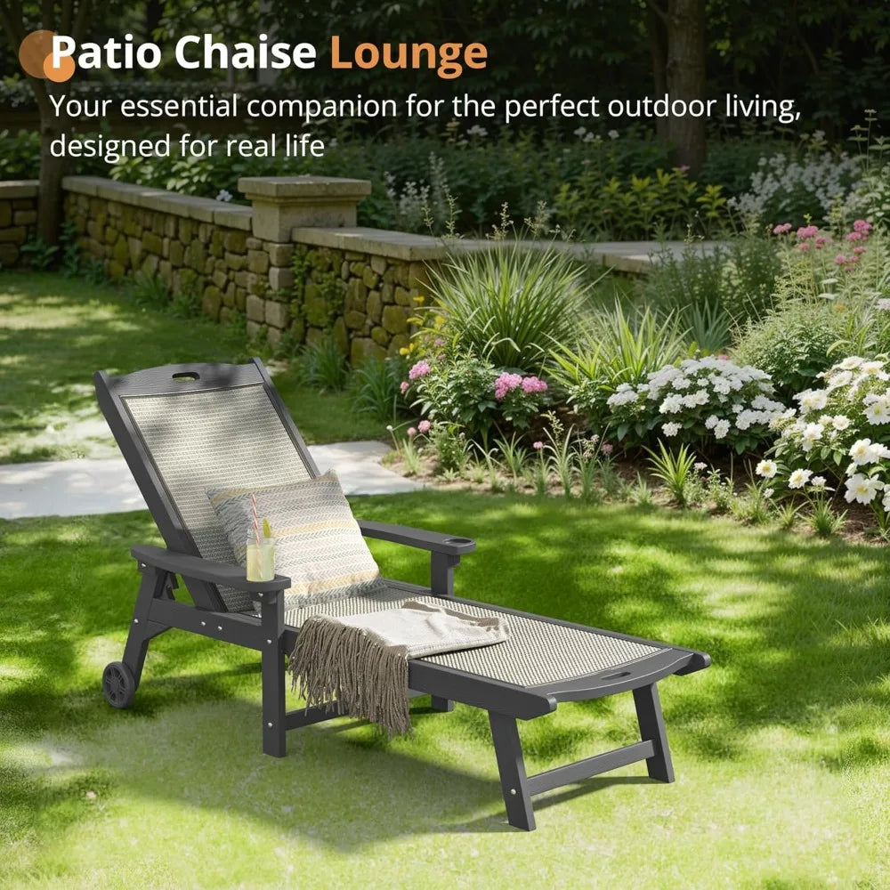 Chaise Lounge Chair Outdoor HDPS HDPE Wicker Patio Chair