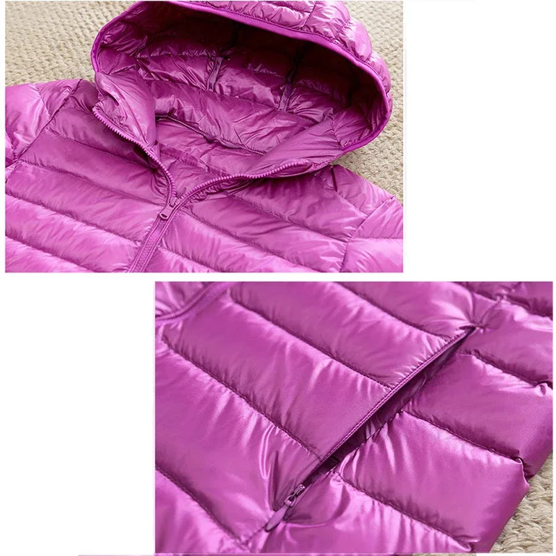 Women Ultra Light Down Parka Hooded Coat Duck Down Winter