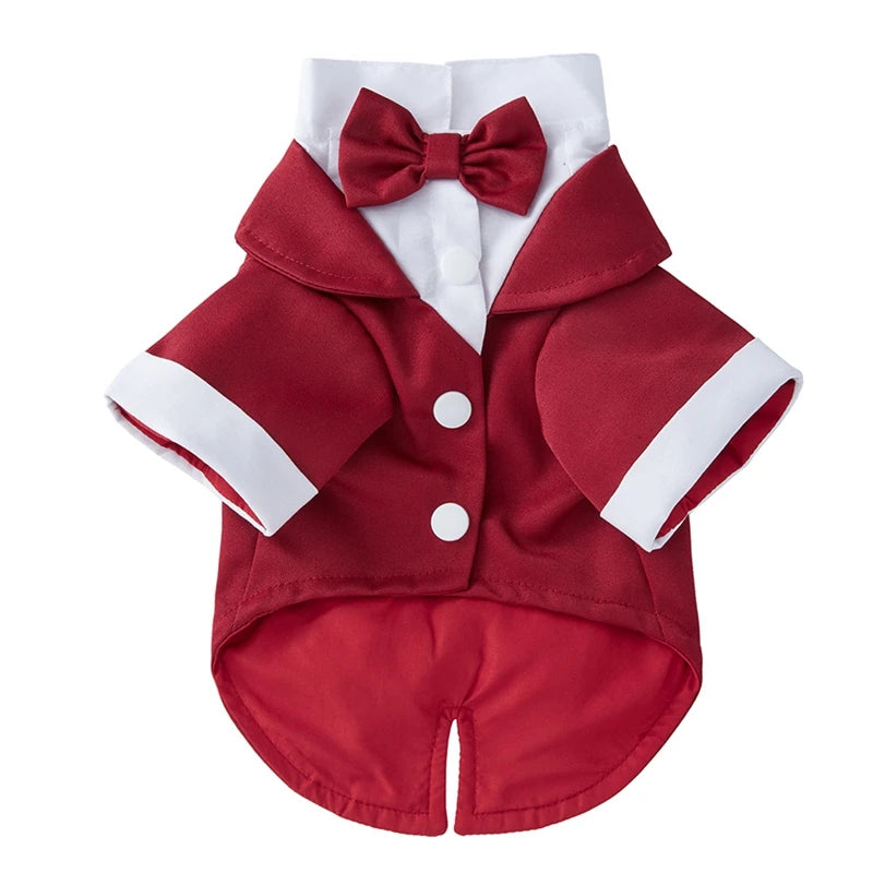 Pet Dog Tuxedo For Small Medium Dogs With Bow Tie Shirt