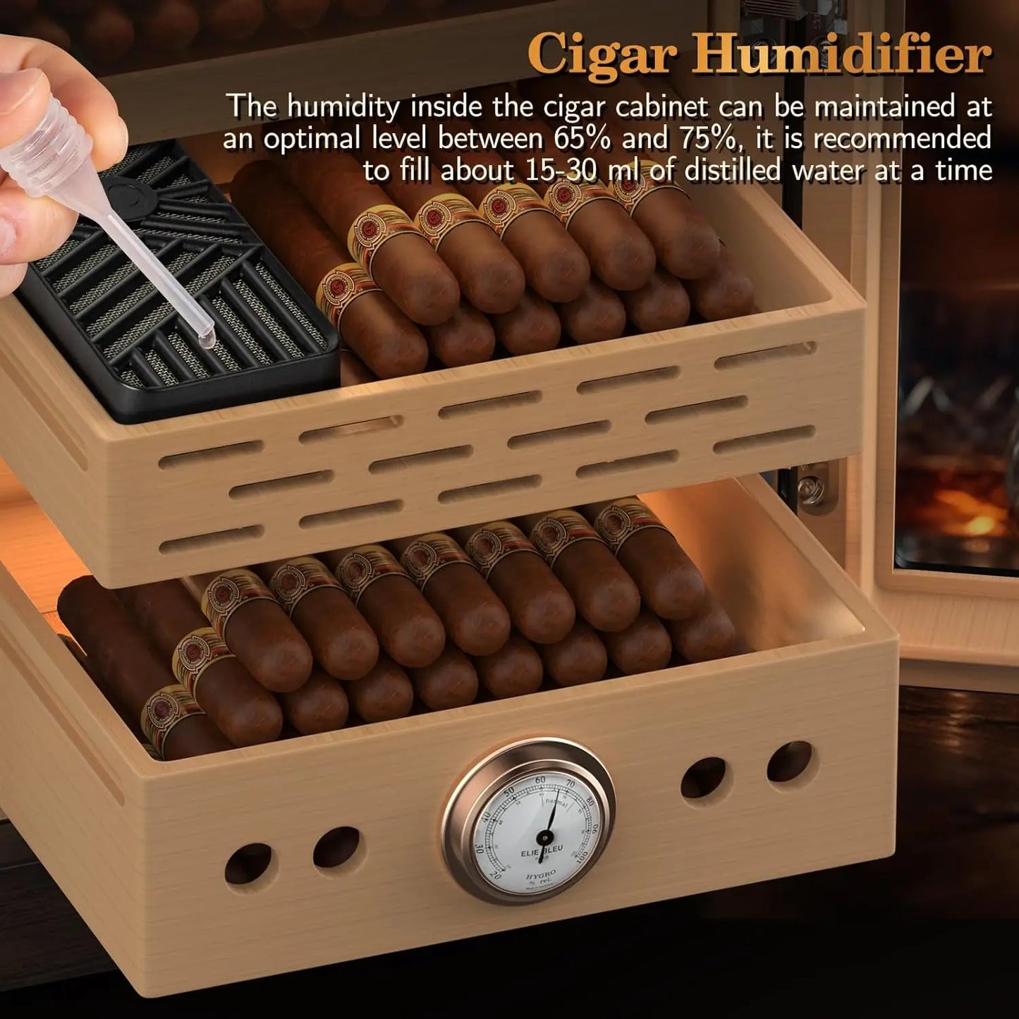 SEMKONT Cigar Humidor Cabinet With Lighted Magnetic Door