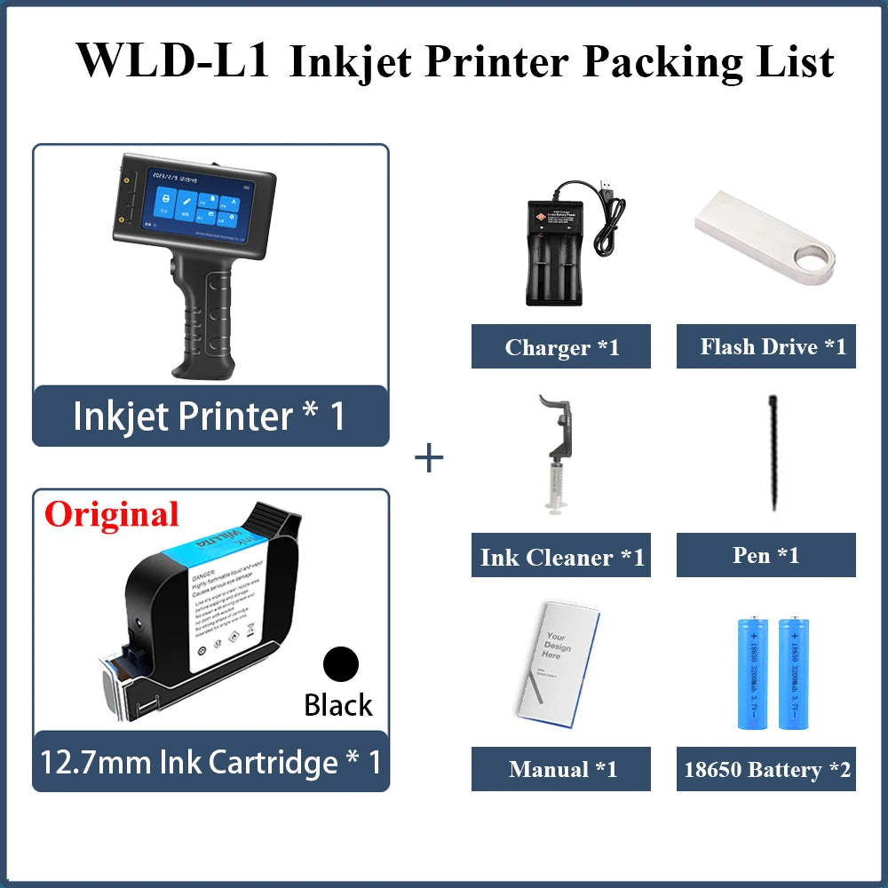 WILLITA Portable Inkjet Printer for Batch Numbers Barcodes