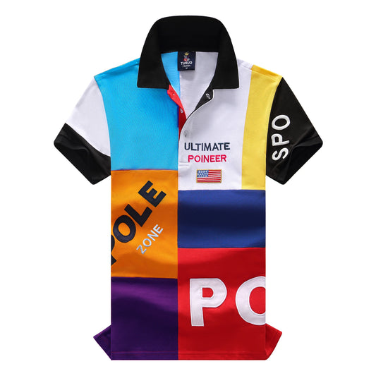 TSCN Men's Polo Shirt Cotton Embroidery Contrast Stitching