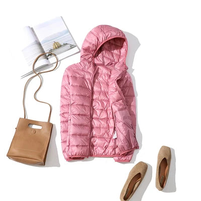 Women Ultra Light Down Parka Hooded Coat Duck Down Winter