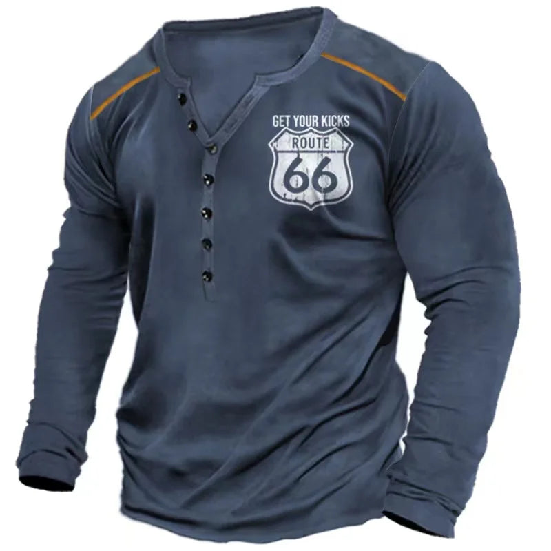 Vintage CN Sichuan Jiangxi Route 66 Graphic Long Sleeve Tee