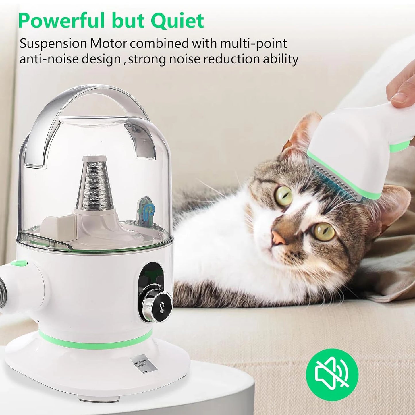 DishyKooker Pet Grooming Kit With Quiet Vacuum And 5 Tools