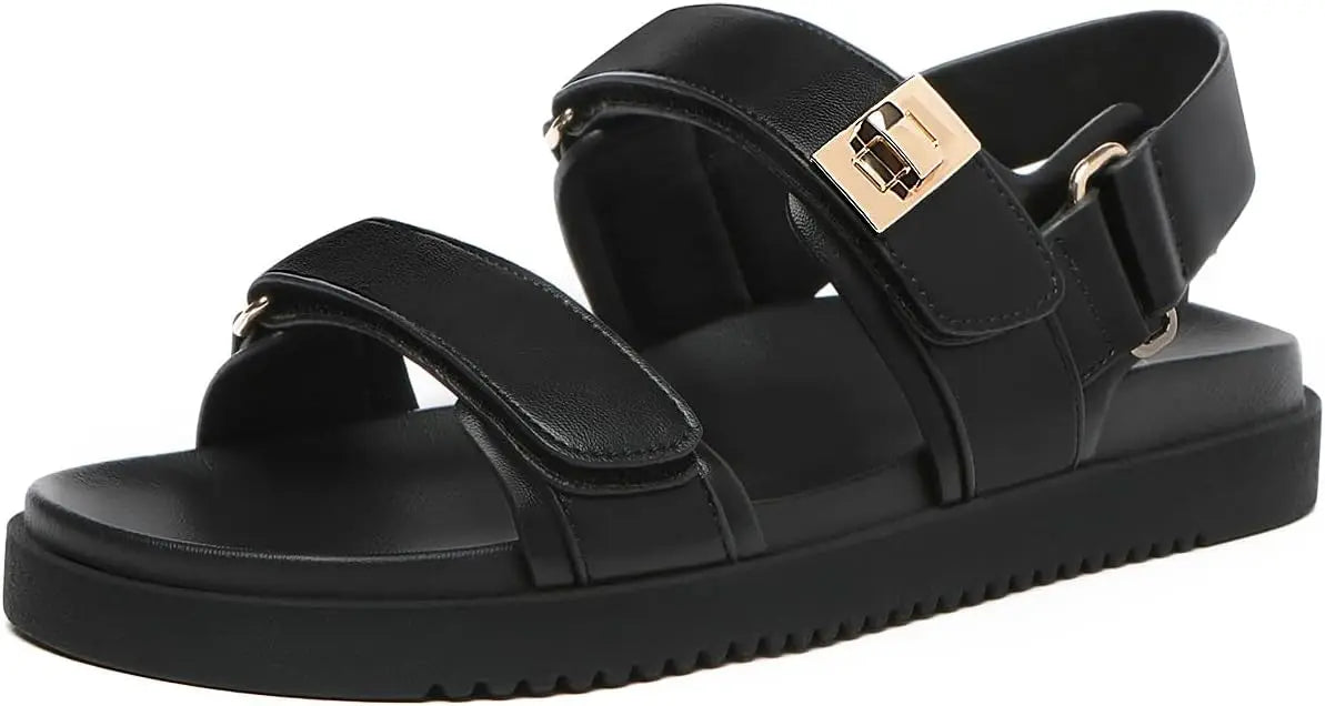 Nu Styles 4Ever Comfort Leather Sandals Adjustable Straps