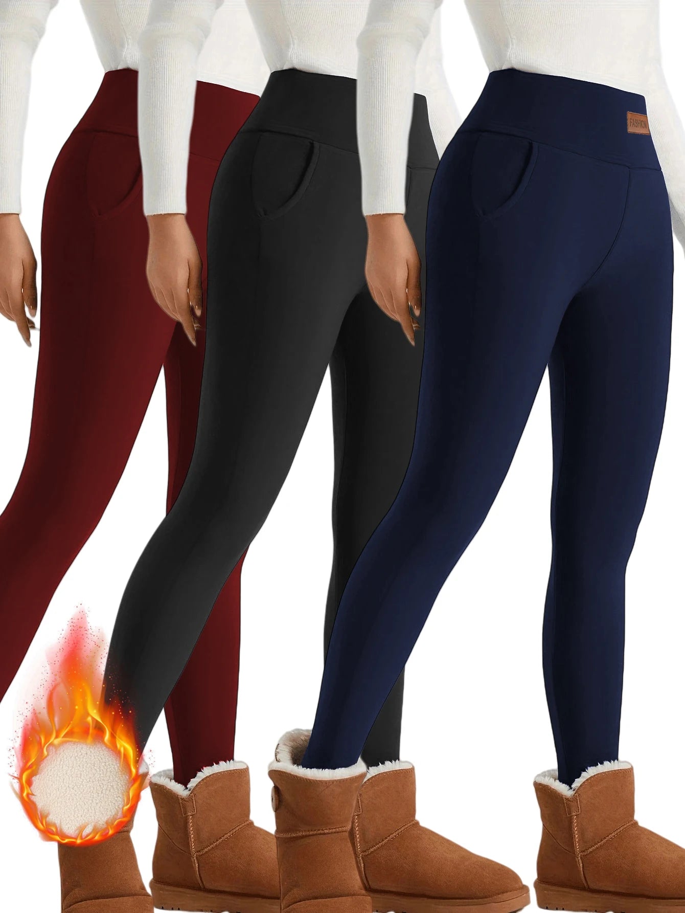 Zhejiang Fleece Lined High Waist Winter Leggings Windproof