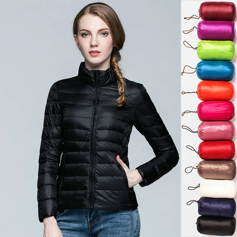 Women Ultra Light Down Parka Hooded Coat Duck Down Winter