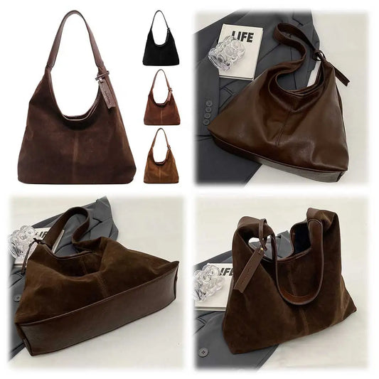 Women Suede Tote Bag With Magnetic Closure Shoulder Bag