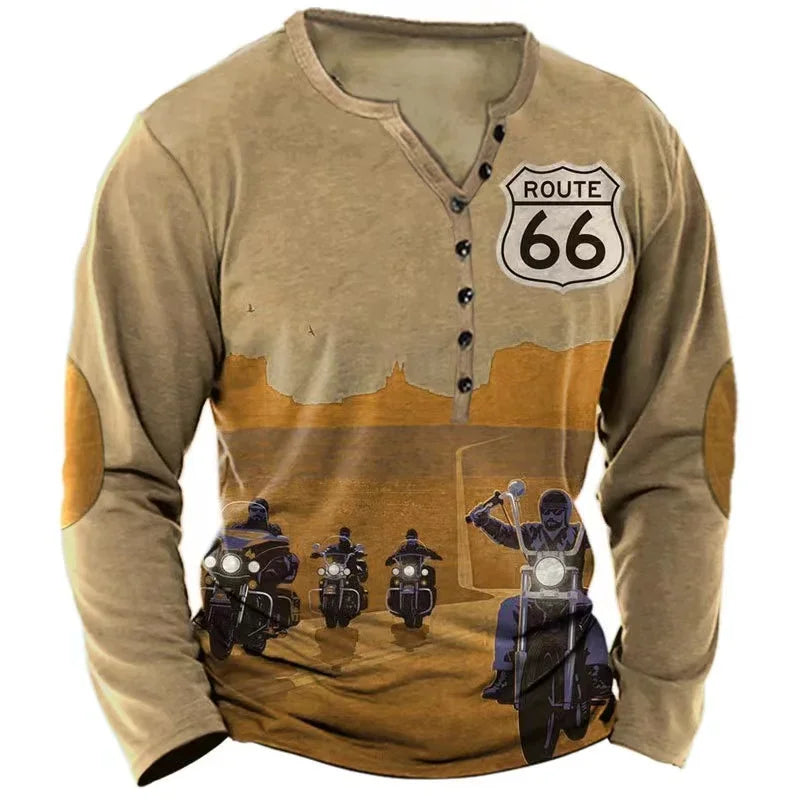 Vintage CN Sichuan Jiangxi Route 66 Graphic Long Sleeve Tee
