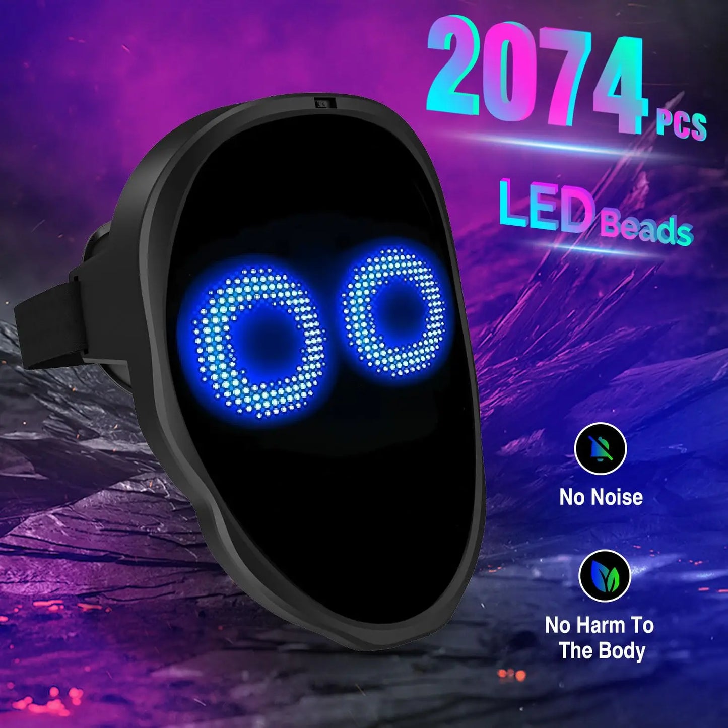 LED Light Up Mask With Gesture Sensing And Bluetooth App