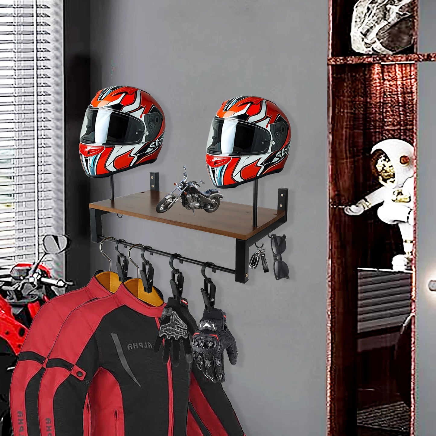 Shandong Motorcycle Helmet Wall Mount Double Rack Display