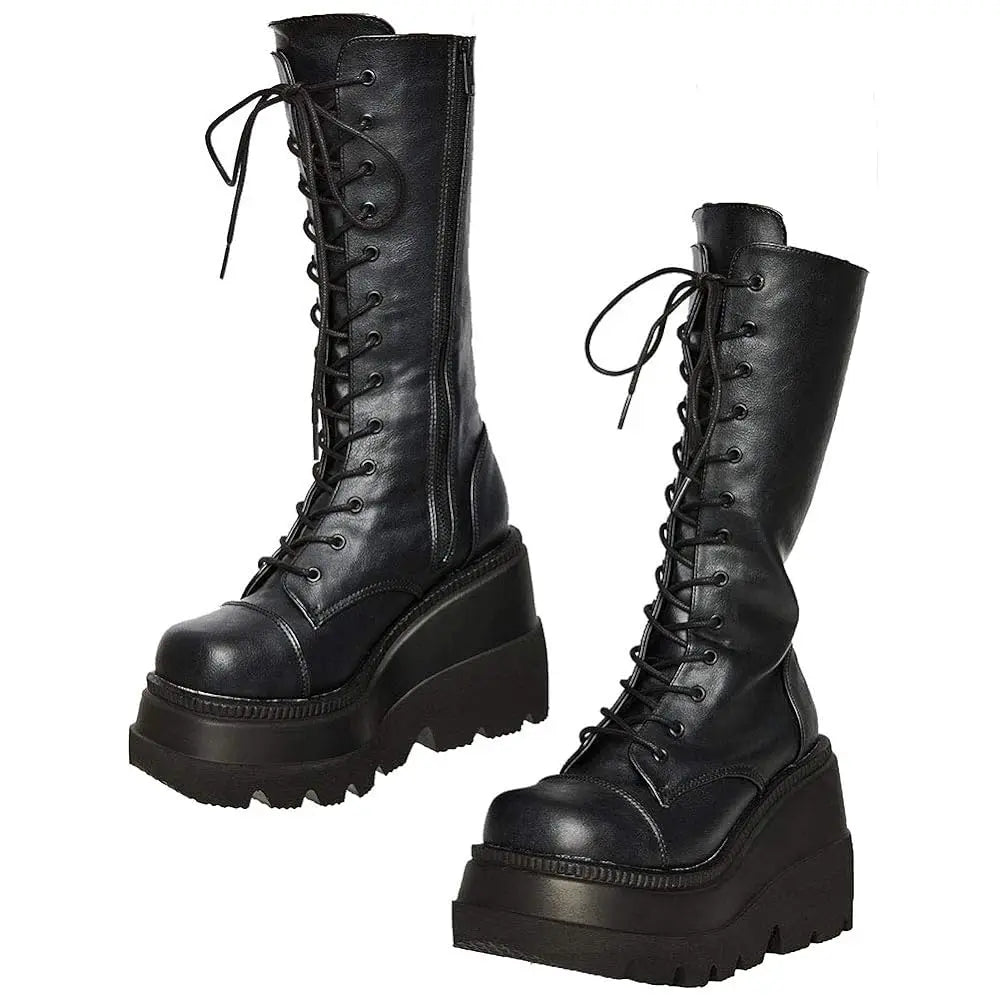 Nu Styles DoraTasia Gothic Round Toe Mid Calf Boots